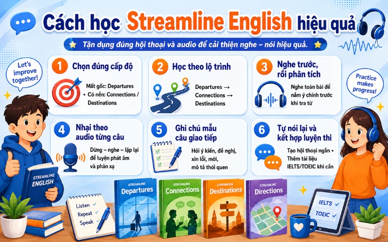 Streamline English: Review giáo trình giao tiếp kinh điển 2026 3 Cách học streamline english hiệu quả