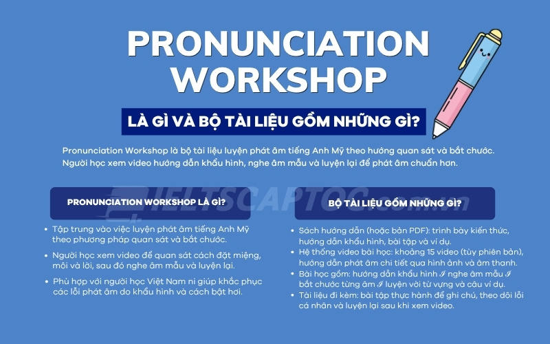 Pronunciation Workshop PDF: Review bộ luyện phát âm tiếng Anh Mỹ 1 Pronunciation workshop là gì và bộ tài liệu gồm những gì