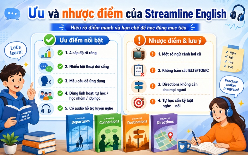Streamline English: Review giáo trình giao tiếp kinh điển 2026 2 Ưu và nhược điểm của streamline english