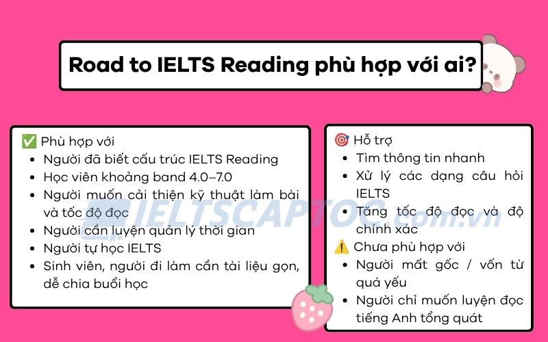Road to IELTS Reading PDF: review tài liệu và cách tự học 1 Road to IELTS Reading phù hợp với ai?