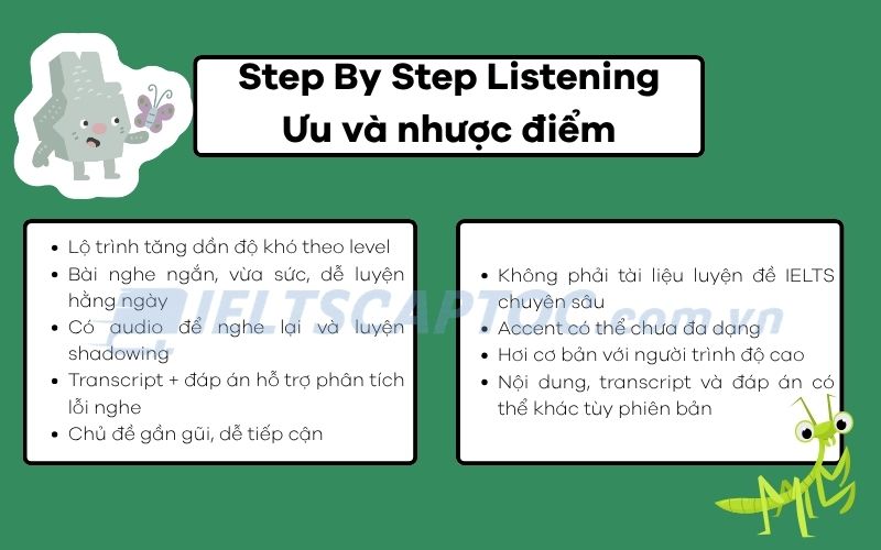 Tải Step By Step Listening PDF + Audio cho người tự học 2 Ưu và nhược điểm của Step by Step Listening