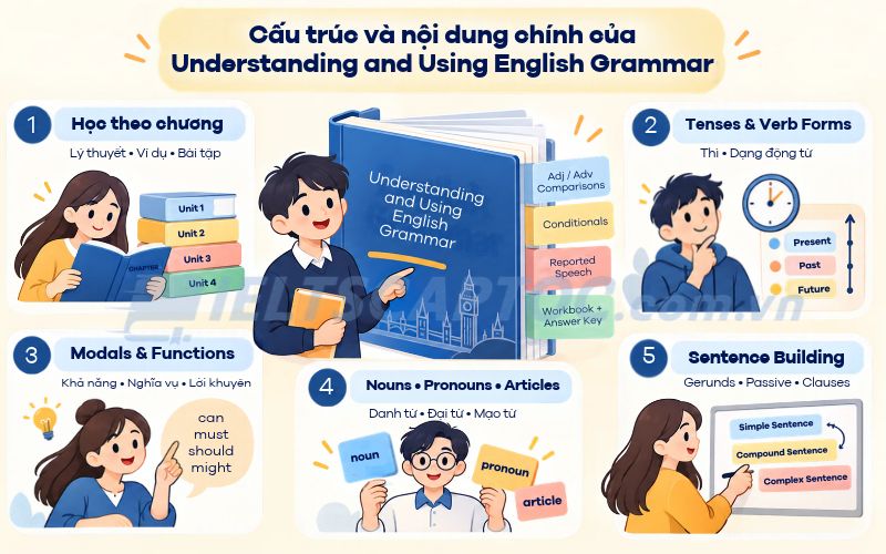 Review sách Understanding and Using English Grammar PDF cho tự học 2 Cấu trúc và nội dung chính của Understanding and Using English Grammar