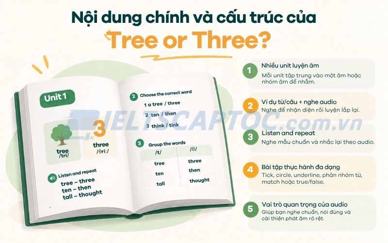 Review sách Tree or Three? PDF + Audio cho người tự học 2 Nội dung chính và cấu trúc của Tree or Three?