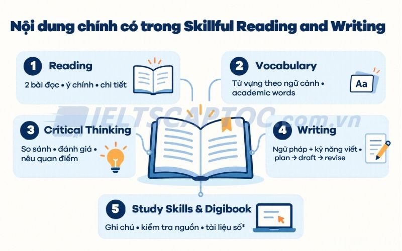 Review bộ sách Skillful Reading and Writing cho người tự học 2 Nội dung chính có trong Skillful Reading and Writing