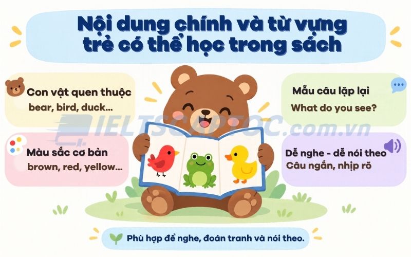 Review sách Brown Bear, Brown Bear, What Do You See? và tải PDF 2 Nội dung chính và từ vựng trẻ có thể học trong sách