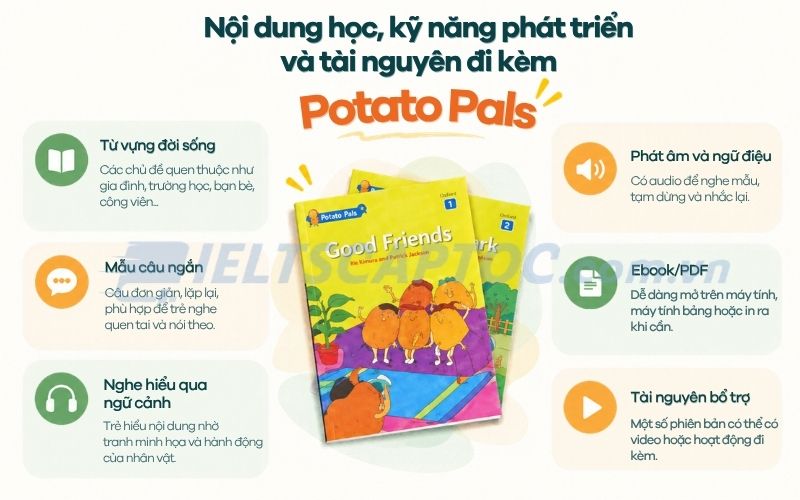 Potato Pals là gì? Review truyện tiếng Anh cho trẻ kèm PDF 2 Nội dung học, kỹ năng phát triển và tài nguyên đi kèm