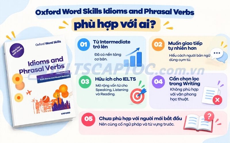 Oxford Word Skills Idioms and Phrasal Verbs PDF: Review cho tự học 2 Oxford Word Skills Idioms and Phrasal Verbs phù hợp với ai?